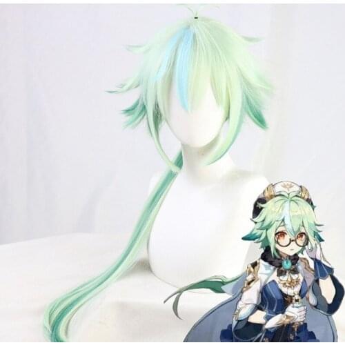 Sucrose Genshin Impact Green Mixed Long Straight Cosplay Heat Resistant Synthetic Hair Halloween Carnival Party Anime Game Wig