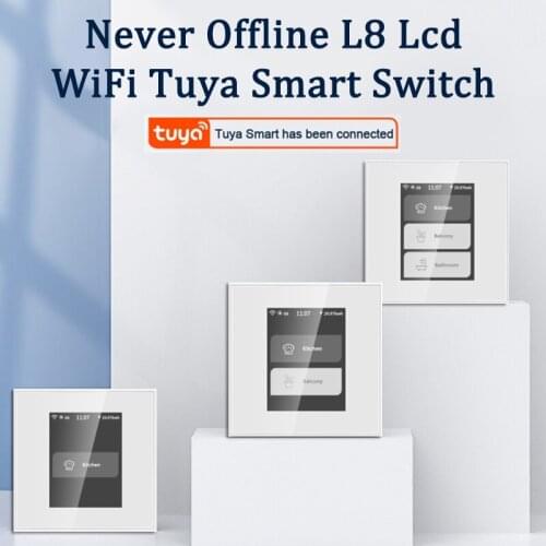 Tuya LCD Wifi Smart Wall Light Switch,Support Apple Homekit Alexa Google Home US EU 110-220V Power Consumption,Smart Home Switch