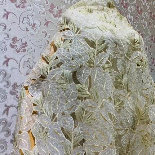 Water-soluble leaf embroidery double-layer yarn hollow gold thread womens cheongsam tablecloth fabric