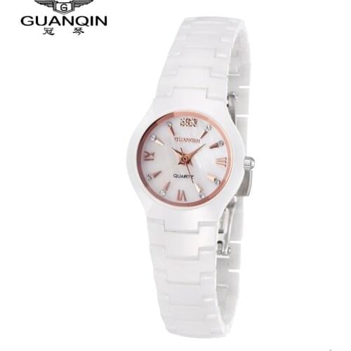 High Quality GUANQIN Watch Women Quartz Brand Luxury Hardlex 30 m Waterproof Shockproof Watch Womens Ceramic Wristwatches