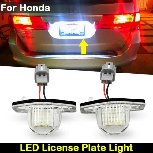 For Honda Crosstour Odyssey CR-V FR-V HR-V Insight Stream Jazz Logo Car Rear White LED License Plate Light Number Plate Lamp
