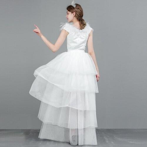 Womens Fashion wedding Tulle TuTu Ball Grown Skirt Swallowtail Skirts High Low Skirt Women Mesh Long Cupcake Skirt