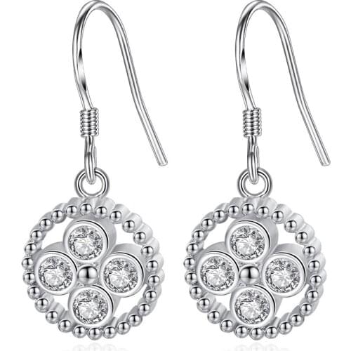 S925 Silver Earring Geometrical Circle Water droplets Drop Earring For Women Wedding Gift Lady Girl Fashion Jewelry