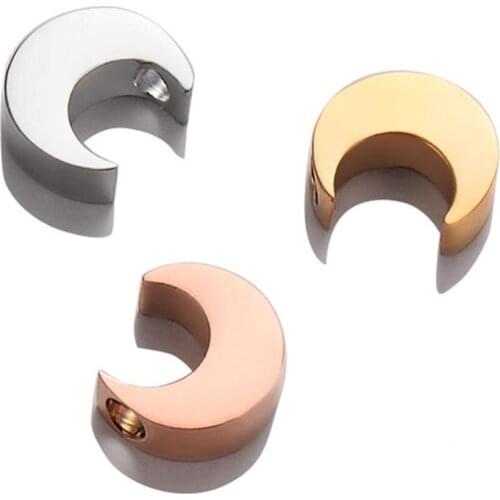 10pcs Stainless steel moon Charms for Jewelry DIY Making Spacer Bead for necklace Bracelet Pendant Jewelry Making Accessories