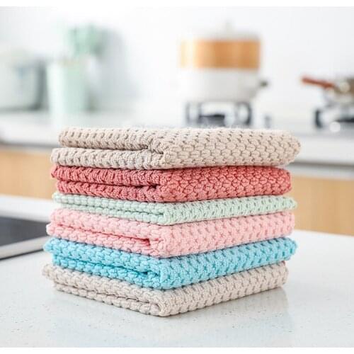 10PCS Thickening Microfiber Super Absorbent Kitchen Towels Dishcloth House Cleaning Multi-purpose Rags Scouring Pad
