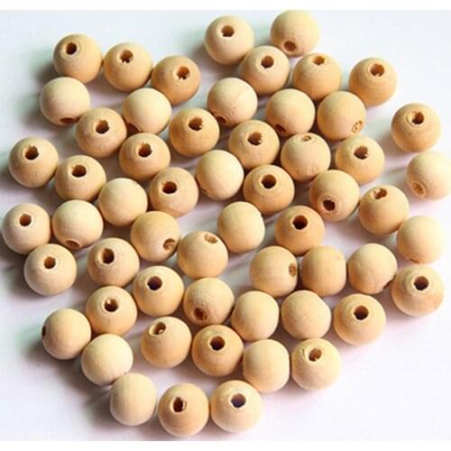 14mm 200PCS Natural Ball Round Spacer Wooden Beads Eco-Friendly Nature Color Wooden Charms Lead-Free Beads Whsle