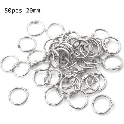 50Pcs Metal Ring Binder Staple Book Binder Albums Loose-leaf Book Hoops 15-80mm Loose Leaf Ring Keychain Office Binding Supplies