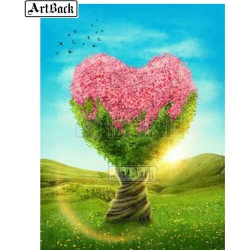 5D diamond painting heart tree landscape 3d rhinestone mosaic full square drill embroidery art home decoration painting