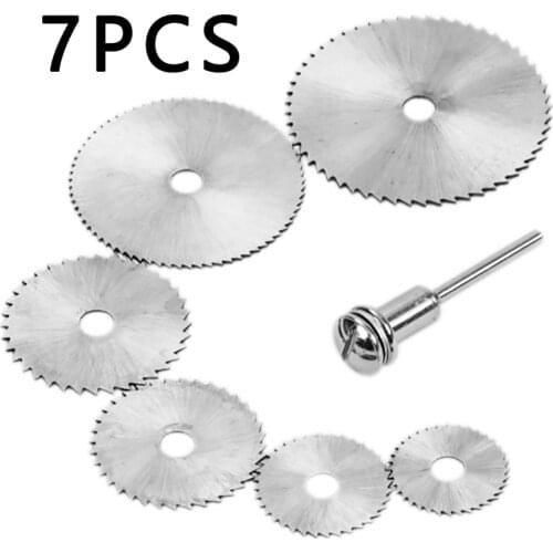 7pcs Mini HSS Circular Saw Blade Rotary Tool for Dremel Metal Cutter Power Tool Set Wood Cutting Discs Drill Mandrel Cutoff