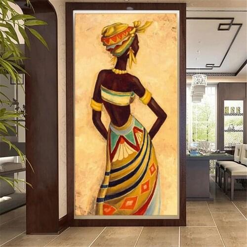 African Art Black and Gold Woman Scandinavian Canvas Painting Posters and Prints Cuadros Wall Art Pictures for Home Decoration