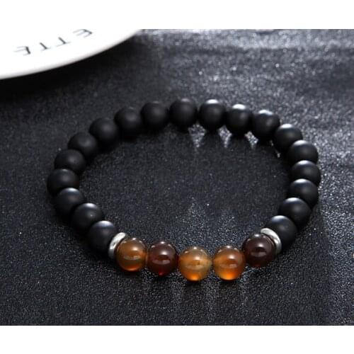 Yellow 8mm Punk multicolor Agate beads Chakra Reiki Buddha Yoga Bracelet elastic adjustable Volcanic Stone Bangles c243f