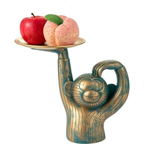 Bronze Monkey Figure Mold Jewelry Tray Earring Storage Holder Living Room Decor Desktop Ornaments Resin Crafts Home Accessories