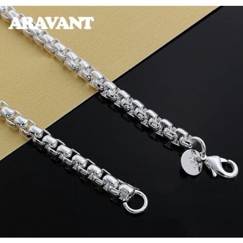 925 Silver 5MM 20/24 Inches Box Chain Necklaces For Women Men Fashion Jewelry
