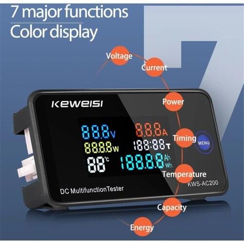 DC 0-200V 50A 100A LED Digital Voltmeter Ammeter Wattmeter Current Voltage Power Energy Meter Battery Capacity Tester Monitor