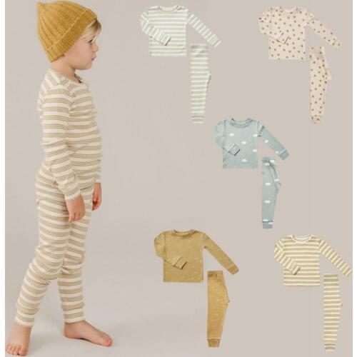 EnkeliBB Toddler Brand Pajama Sets Cru Children Boy and Girl Beautiful Sleep Sets Quality Home Sets For Toddler Boy and Girl
