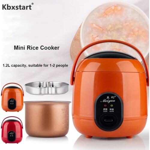 220V Electric Rice Cooker 1.2L Mini Multicooker Insulation Rice Pot Kitchen Electric Skillet Fast Heating Lunch Box 1-2 people