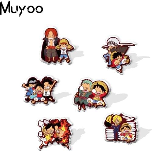 2021 New Kawaii One Piece Anime Characters Handmade Epoxy Acrylic Lapel Pins Clothing Pins