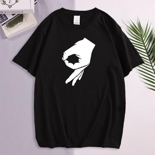T-Shirt Man The Reverse Ok Gesture Pattern Printed Tops Men Harajuku Style Casual Tees Oversize Soft Male Short Sleeve