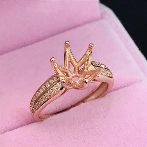 Six claws round shape rings basis S925 silver ring base shank prong setting stone inlaid jewelry fashion DIY women nice