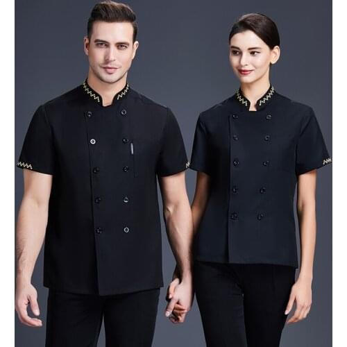 Short Sleeve Kitchen Chef Jacket Man Women Chefs Uniform Hotel Bakery Restaurant Catering Cooking Cook Coat Pastry Workwear