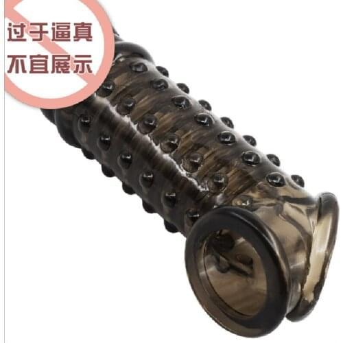 Reusable Condom With Soft Spikes For Penis Enlargement Cock Ring Penis Extender Condoms Intimate Goods Men Cock Sleeve Ring