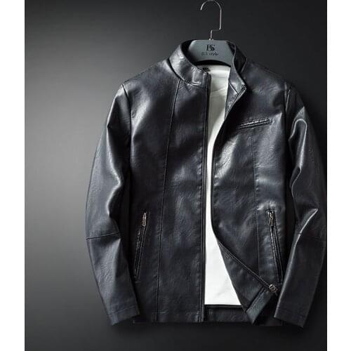 Mens Wear Pu Skin Leather Clothing Loose Coat Winter Self-cultivation Type Leather Jacket Trend Wallet Loose Coat