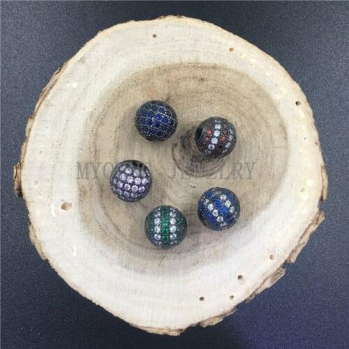 MY0682 8mm Mix Color Micro Pave Round Beads,Gun Black Color Micro Inlay Zircon Beads,Brass Drilled Necklace or Bracelet Beads