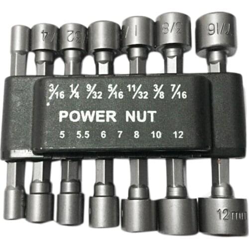 LBER 14 PCS Power Nut Driver Bit Set WITHOUT MAGNETIC Metric Socket Wrench Screw 1/4 Inch Driver Hex