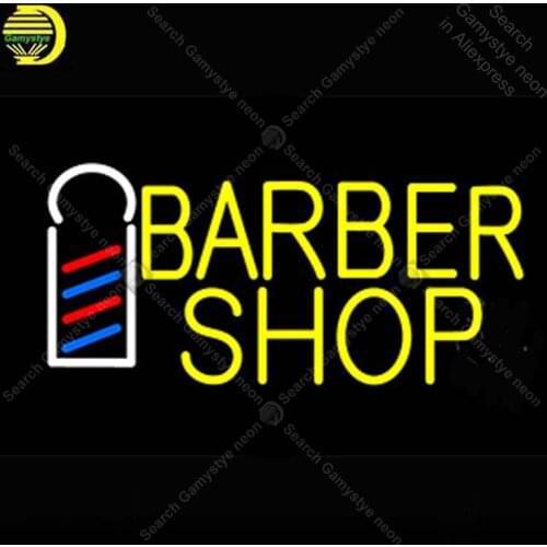 Barber Shop Logo NEON LIGHT SIGN for Hair cut Neon Sign lamps Decorate business room GLASS Tube BEER PUB Handcraft Iconic Sign