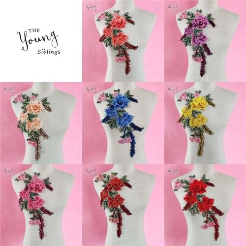 New Hot sale 1pcs sale Fabric 3D Flower Lace Collar neckline Applique DIY Craft Neckline Sewing Clothing Accessories Supplies