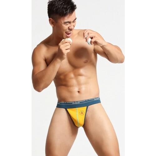 New Mens Sexy T-back Cotton Underwear Breathable Thong Print Comfortable G-string Briefs