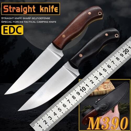 NEW Straight knife M390 portable outdoor wilderness survival tactics distribution holster jungle hunting quality knife EDC
