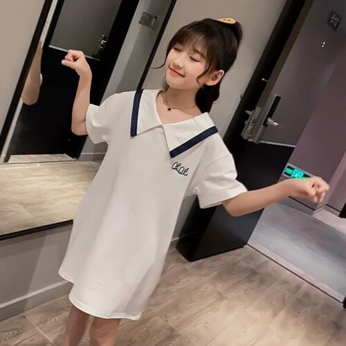 Girl Dress Kids Baby Clothes 2021 Spring Summer Short Sleeve Princess Casual Long Style School Uniform Dresses Children Clothing