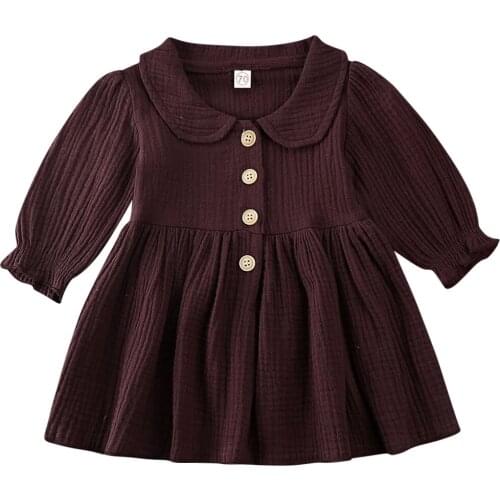 2021 Newborn Toddler Kids Baby Girls Party Floral Long Sleeve Dress Childrens Clothing Sets Cute Girl Dress Solid Clothes 0-4T