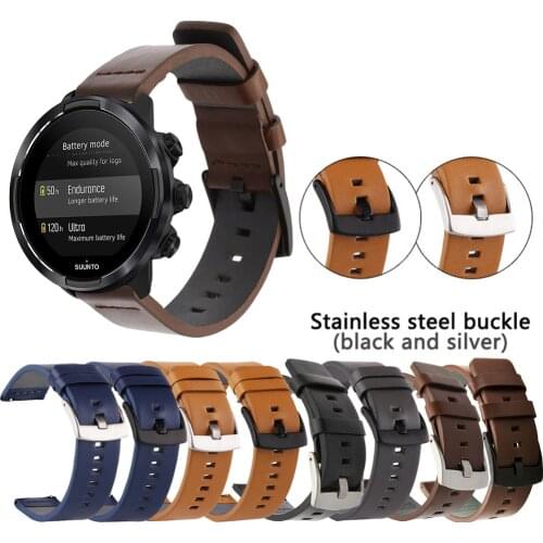 New style Genuine Oil Leather Watch Band Quick Release for Suunto 9/7 24mm Wristband Steel Clasp Strap Replace smart watch strap