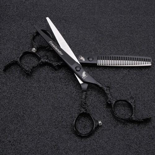 "Dragon Handle Hairdressing Scissors Barber Scissors Japan 440C 5.5 Inch 6.0 Inch Black Stainless Steel Type Model Number Teeth"