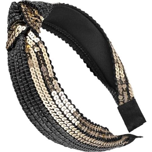 Bling Women Fashion Hairband Hand Made Straw Braid And Sequin Hair Hoop Adult Hair bands Fashion Hair Ornament Fashion Headband