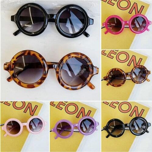 6 Colors Fashion Kids Girls Boys Sun Glasses Retro Leopard Round Frame Beach Sunglasses Children Eyewear