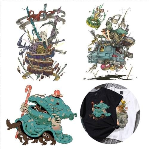 Monster Anime Patch Fusible Iron-on Transfers for Clothing Thermoadhesive Patches on Clothes Diy Cartoon Joker Stickers Applique