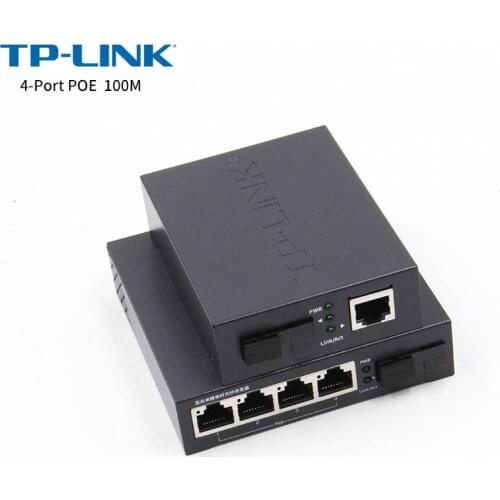 TP-Link 4-Port POE Media Converter 10/100M Single-Mode Single Fiber Optical Transceiver SC