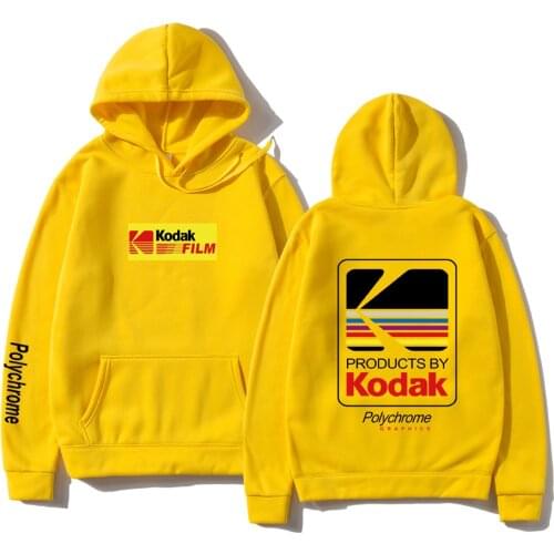 Japanese Hoodie Polychrome KODAK Print Fleece Hoodies Sweatshirts fashion Skateboard Men Women Pullover Hip Hop Hoody Streetwear