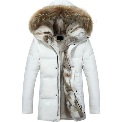 Winter Jacket Men Cotton Coat Parkas Male Jacket Thickened Warm Rabbit Fur collar Raccoon fur Hooded Size 4XL Christmas deals