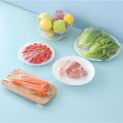 100PCS/Bag Stretchable Elastic Food Preservative Film Cover Transparent Reusable Film For Food Storage Fresh Keeping Dust Proof