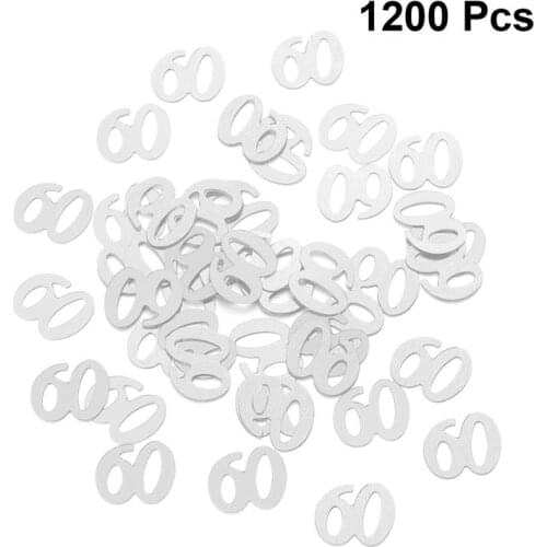 1200pcs Number 60 Sequins Confetti Party Supplies Table Confetti Decoration for Wedding Party Birthday Anniversary (Silver)
