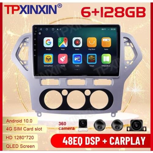 2 Din Carplay Android Radio Receiver Multimedia For Ford Mondeo MK4 2007 2008 2009 2010 GPS Navigation Video Recorder Head Unit