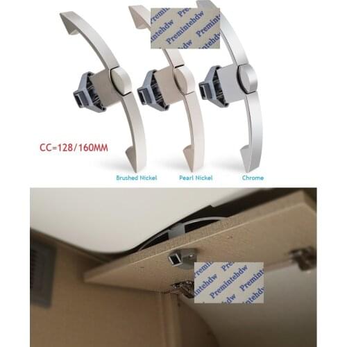 2Pcs/Lot RV Caranvan Cabinet Cupboard Button Push Latch Knob Keyless Lock With Bow Handle Pull Truck Luggage Rack Chrome Brushed