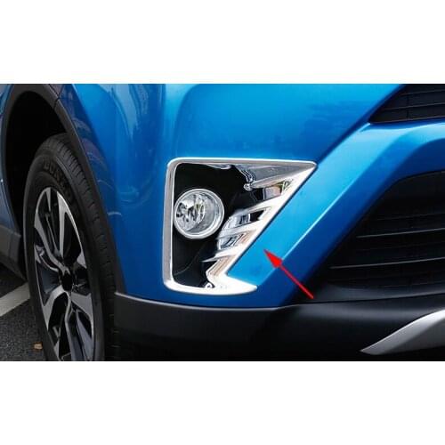 2pcs Front fog light cover For toyota Rav4 2016-2017 ABS chromium styling car accessories For toyota RAV4 2016-2017