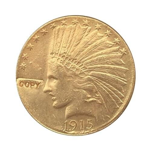 24-K gold plated 1915-S $10 GOLD Indian Half Eagle Coin Copy