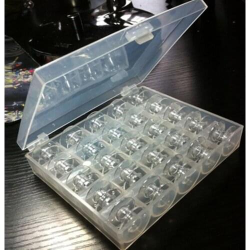 25Pcs/Set Empty Bobbins Storage Sewing Machine Spools Parts Transparent Plastic Case Storage Box for Sewing Machine Reels