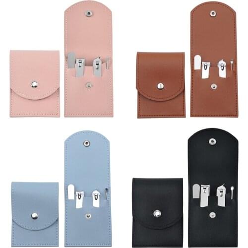 4pcs/set Nail cutter Set Nail Clipper Set Leather Bag Black Stainless Steel Nail Clipper Nail Cutting Nail Trimmer Toe